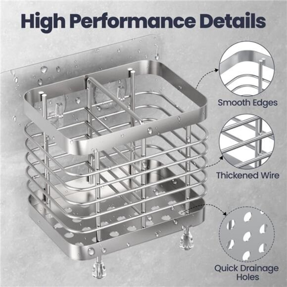 Stainless Steel Toothbrush Holder Wall Mounted Countertop Bathroom Organizer - Picture 6 of 7